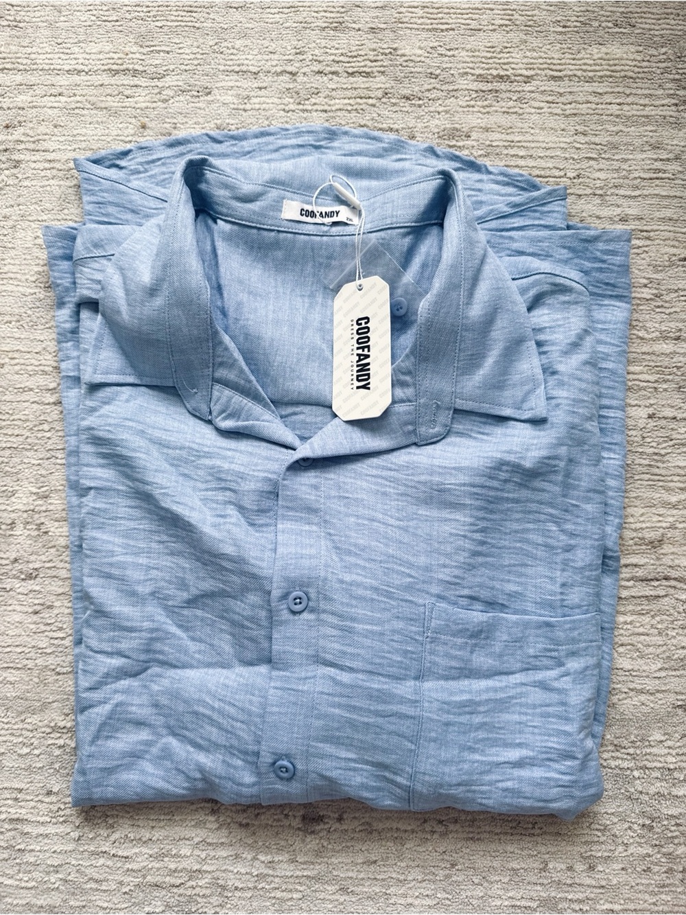 Goodandy Men's Sky Blue Casual Button-Down Shirt (Size XXL)